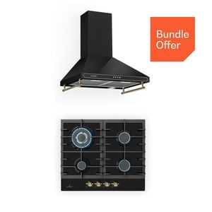 Klarstein Victoria 60 Duo Set Gaz, Plită pe gaz, Hotă de absorbție imagine