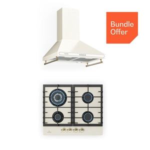 Klarstein Victoria 60 Duo Set Gaz, Plită pe gaz, Hotă de extracție imagine