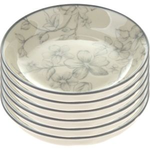 Set de 6 farfurii de desert Flori delicate 10 cm, gri, gri imagine