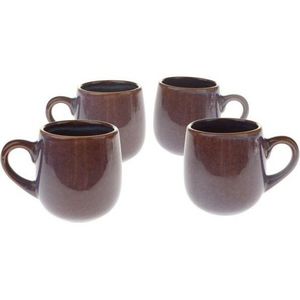 Set de 4 căni ceramice Warm 100 ml, maro închis, maro închis imagine