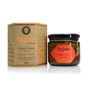 Lumânare organică Nagpuri Narangi - Portocaliu 200g în pahar de sticlă chihlimbar, portocaliu imagine