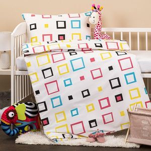 Lenjerie de pat din bumbac pentru pătuț Pătrat, 90 x 140 cm, 45 x 65 cm imagine