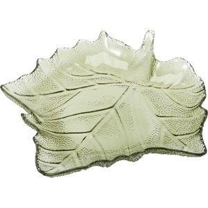 Tavă de sticlă Frunză 26, 3 × 25, 5 × 4 cm, verde, verde imagine