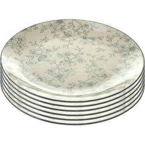 Set de 6 farfurii plate Flori delicate 26 cm, gri, gri imagine