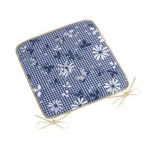 Pernă de scaun Bellatex DITA Carouri cu floarealbastră , 40 x 40 cm imagine