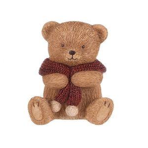 Decorațiune Ursuleț cu eșarfă roșie, poliresină, 10 cm imagine