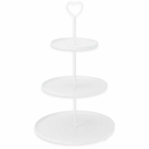 Suport metalic cu 3 etaje, 30 × 30 × 48 cm, alb, alb imagine