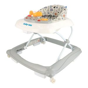Baby Mix Walker pentru copii cu volan și roți dinsilicon, gri, 50 x 44 x 50 cm imagine