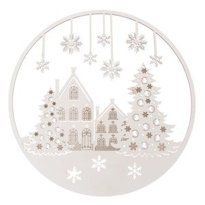 Decorațiune de Crăciun din lemn pentru perete Fulgi de zăpadă, 37 cm imagine