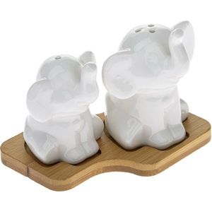 Solniță și piperniță din porțelan cu suport Elefanți imagine