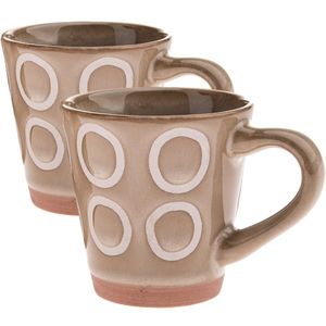 Set de 2 căni din ceramică Cercuri 100 ml, bej, bej imagine