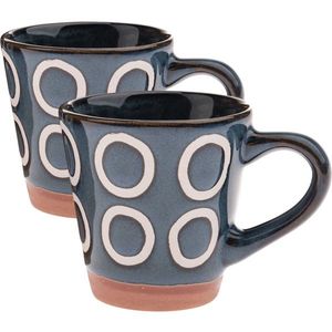 Set de 2 căni ceramice Cercuri 100 ml, albastruînchis, albastru închis imagine