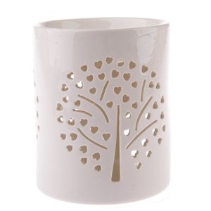 Lampa aromatică din porțelan Heart tree albă, 11 x13 cm imagine