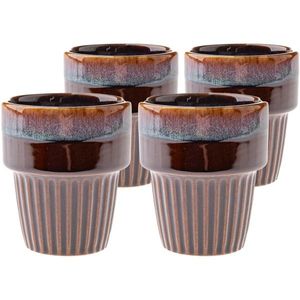 Set de 4 căni ceramice Rustik 100 ml, maro închis, maro închis imagine