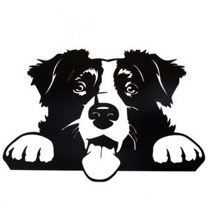 Decor de perete sculptat în lemn Bordercollie, 35x 26 cm imagine