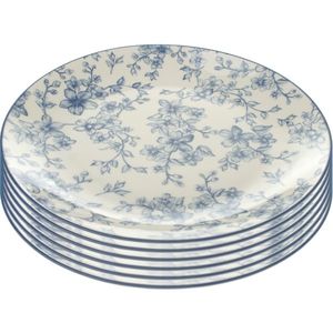 Set de 6 farfurii plate Flori delicate 26 cm, albastru, albastru imagine