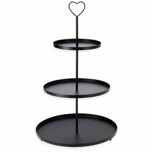 Suport metalic cu 3 etaje, 30 × 30 × 48 cm, negru, negru imagine