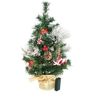 Brad de Crăciun decorat cu lumini, 50 cm, 10 LED-uri, alb cald imagine