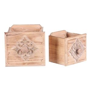 Set de huse pentru ghivece de flori Sertar dinlemn 2 buc., maro imagine