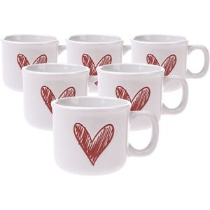 Set de 6 căni ceramice Srdíčko II, 90 ml, roșu imagine