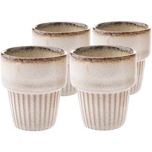 Set de 4 căni din ceramică Rustik 100 ml, bej, bej imagine