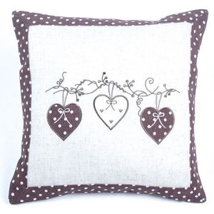 Faţă de pernă Inimioare bulină, maro, 40 x 40 cm imagine