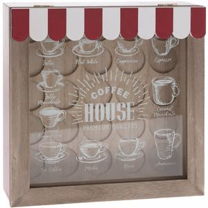 Recipient din lemn pentru capsule Coffee House, 24 x 24 cm imagine