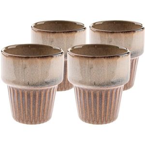 Set de 4 căni ceramice Rustik 100 ml, maro deschis, maro deschis imagine