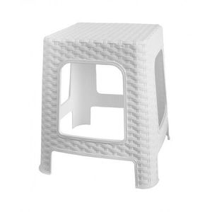 Taburet de grădină stivuibil Ratan, 36 x 33 x 33 cm, alb imagine