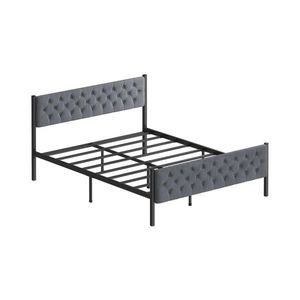 Pat metalic dublu KAROM 160 x 200 cm, gri, capacitate de încărcare 200 kg imagine