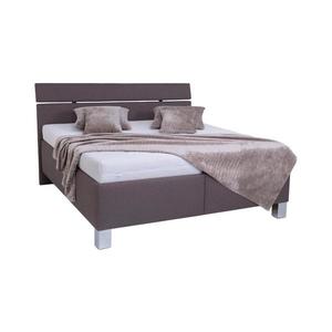 Pat tapițat ALIS 160 x 200 cm cu spațiu de depozitare, fără saltea, maro imagine
