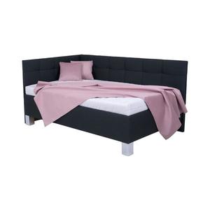 Pat tapițat MARIA PETITE 120x200 cm, antracit, cu spațiu de depozitare, fără saltea imagine