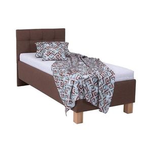 Pat tapițat MARIA ONE 90x200 cm, maro, cu spațiu de depozitare, fără saltea imagine