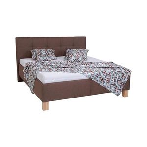 Pat tapițat MARIA 180 x 200 cm, cu saltea și spațiu de depozitare, maro imagine