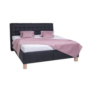 Pat tapițat VIOLET 160 x 200 cm cu saltea și spațiu de depozitare, antracit imagine