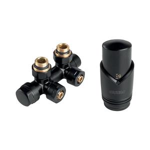 Novaservis - Set pentru radiatoare cu racord central, de colț, negru imagine