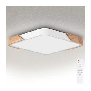 Brilagi - Plafonieră LED dimabilă PILANA, 60W, 230V, stejar/alb, 56x56 cm + telecomandă imagine