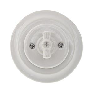 Bohemia-Design - Întrerupător rotativ retro din porțelan cu ramă nr. 5, alb imagine