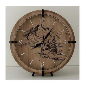 Li-Go 23676/DUB5 - Ceas de perete, 1 x AA, diametru 32 cm, stejar/Munți imagine