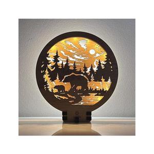 Li-Go 23595/DUB2 - Decorațiune de masă LED reglabilă, 12W, 230V, 20x22 cm, finisaj stejar imagine