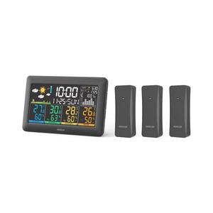 Sencor - Stație meteo cu ecran LCD color, 3 senzori, 3xAA + 6xAA, negru imagine