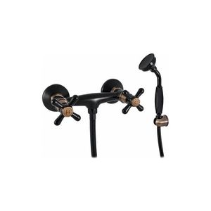 RAV Slezák MK180.5/1CMATSM - Set de duș MORAVA RETRO cu baterie, negru/alamă imagine