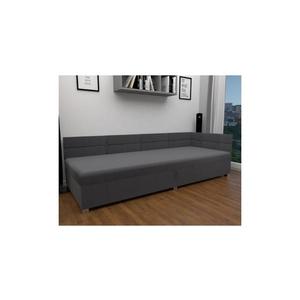 Pat tapițat AMSTERDAM 90x200 cm, gri, cu tăblie reversibilă și spațiu de depozitare imagine