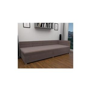 Pat tapițat AMSTERDAM 90x200 cm, cu tăblie reversibilă și spațiu de depozitare, bej imagine