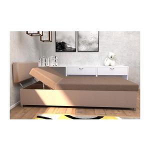 Pat tapițat DALLAS 108 x 205 cm, reglabil, cu spațiu de depozitare, maro/maro închis imagine