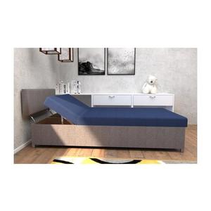 Pat tapițat DALLAS 108x205 cm, reglabil, cu spațiu de depozitare, gri/albastru imagine