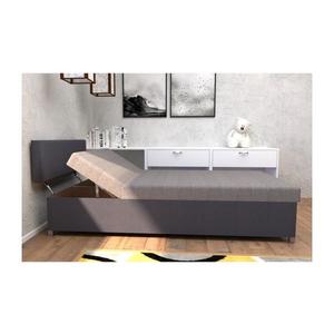 Pat tapițat DALLAS 108 x 205 cm, reglabil, cu spațiu de depozitare, gri/antracit imagine