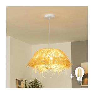 Brilagi - Lampă suspendată LED CERIA BOHO pe cablu, 1xE27/40W/230V, Ø 40 cm, abajur din rafie imagine