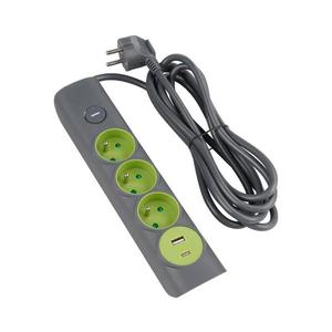 - Prelungitor cu întrerupător, 3 prize Tip E + 1x USB-A + 1x USB-C, 1, 4 m, gri imagine
