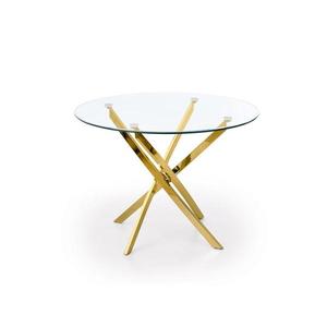 Masă de dining ESTEN, blat din sticlă transparentă/cadru auriu imagine